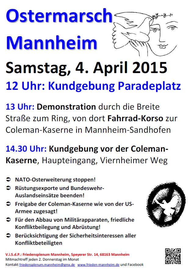 DIN A4-Plakat Ostermarsch Mannheim 2015 DIN A4-Plakat Ostermarsch Mannheim 2015